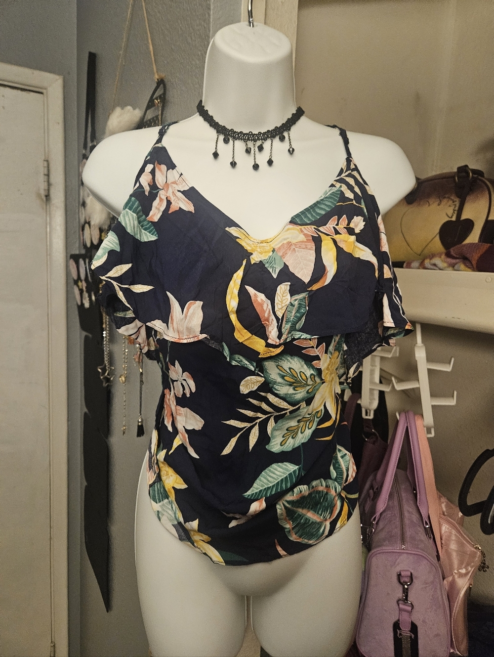 Old Navy Olive Leaf Print Camisole